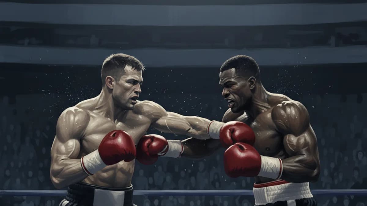 An empty boxing ring lit up under arena lights ahead of fight night