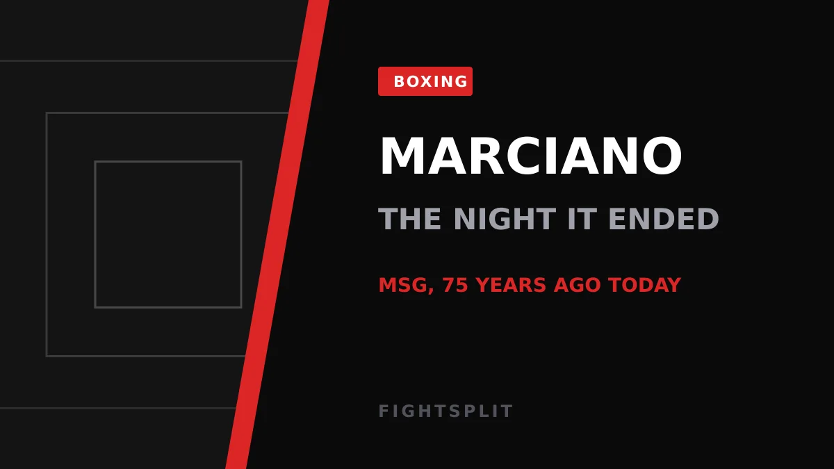 Heavyweight boxer Rocky Marciano in fighting stance during his prime years