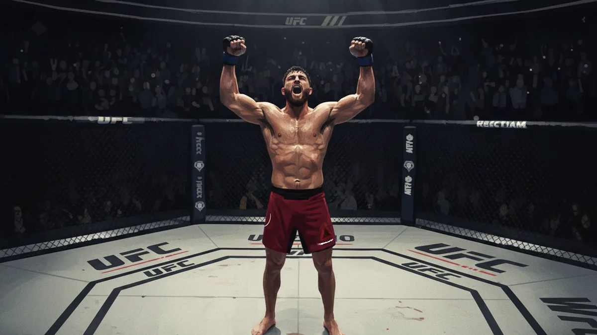 Magomed Ankalaev in the octagon during a UFC light heavyweight bout