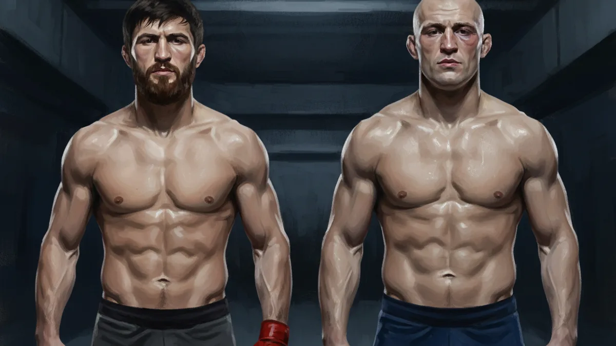 Magomed Ankalaev in the Octagon during a UFC light heavyweight bout