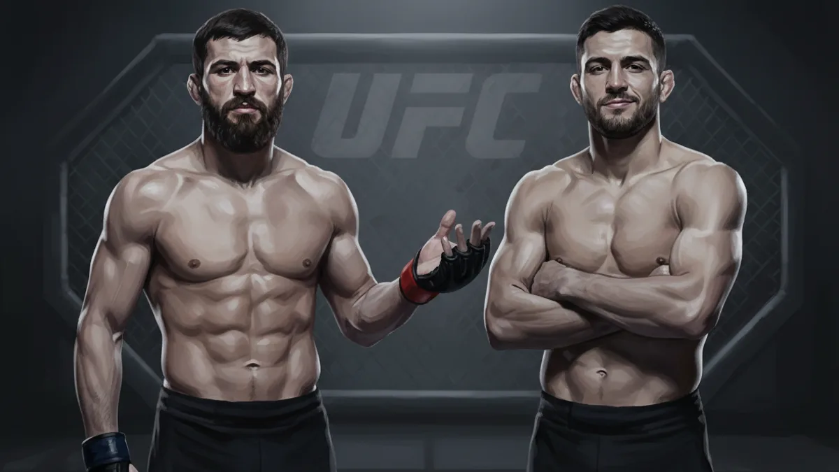 Magomed Ankalaev standing in the Octagon during a UFC light heavyweight bout