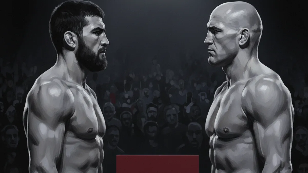 Magomed Ankalaev and Bogdan Guskov face off at the UFC Abu Dhabi ceremonial weigh-in