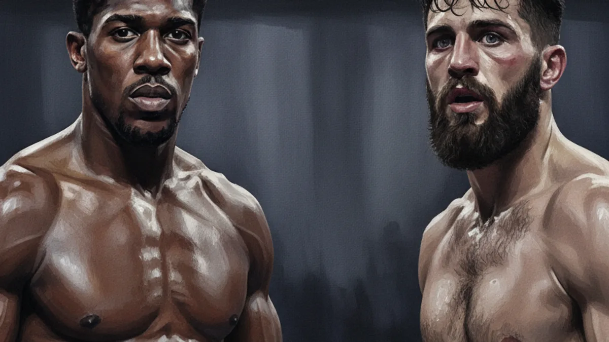 Anthony Joshua trades punches with Kristian Prenga during their heavyweight bout in Jeddah