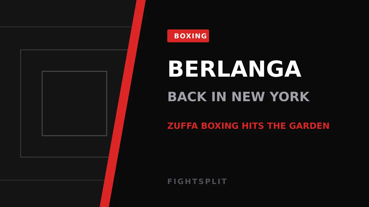 An empty boxing ring lit up under arena lights ahead of fight night
