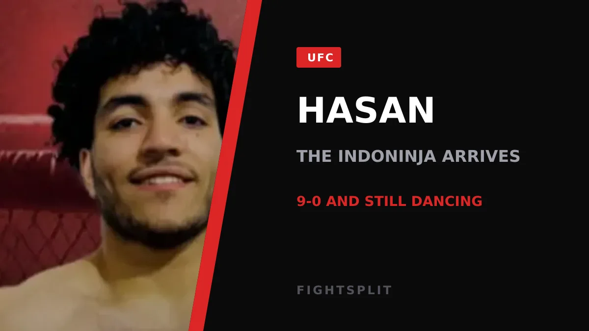 Flyweight prospect Bilal Hasan celebrating after his Contender Series knockout win