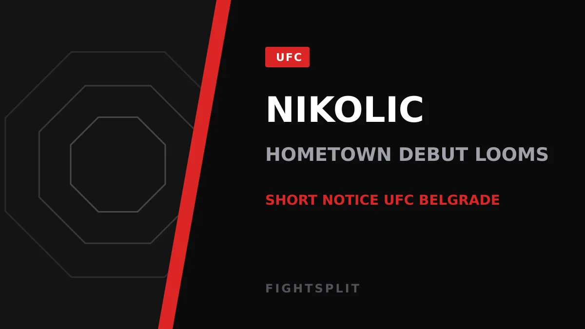 An empty UFC octagon lit up before a fight card