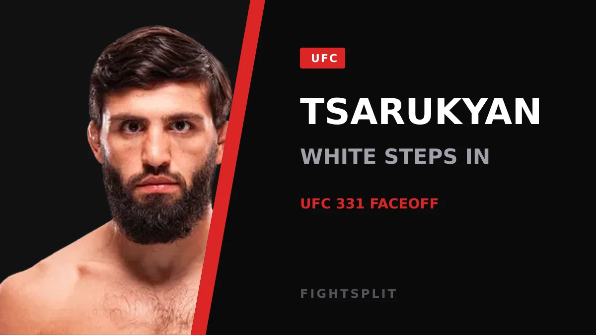 Arman Tsarukyan facing off with an opponent at a UFC press conference