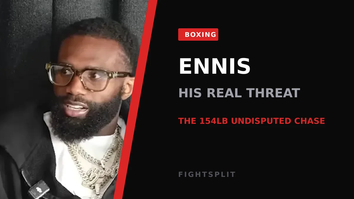 Jaron 'Boots' Ennis in the ring during a super-welterweight title fight