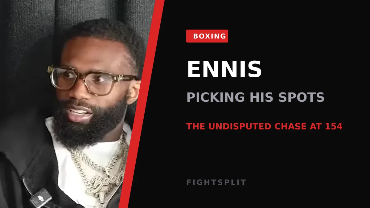 Jaron 'Boots' Ennis in the ring after a super-welterweight title fight