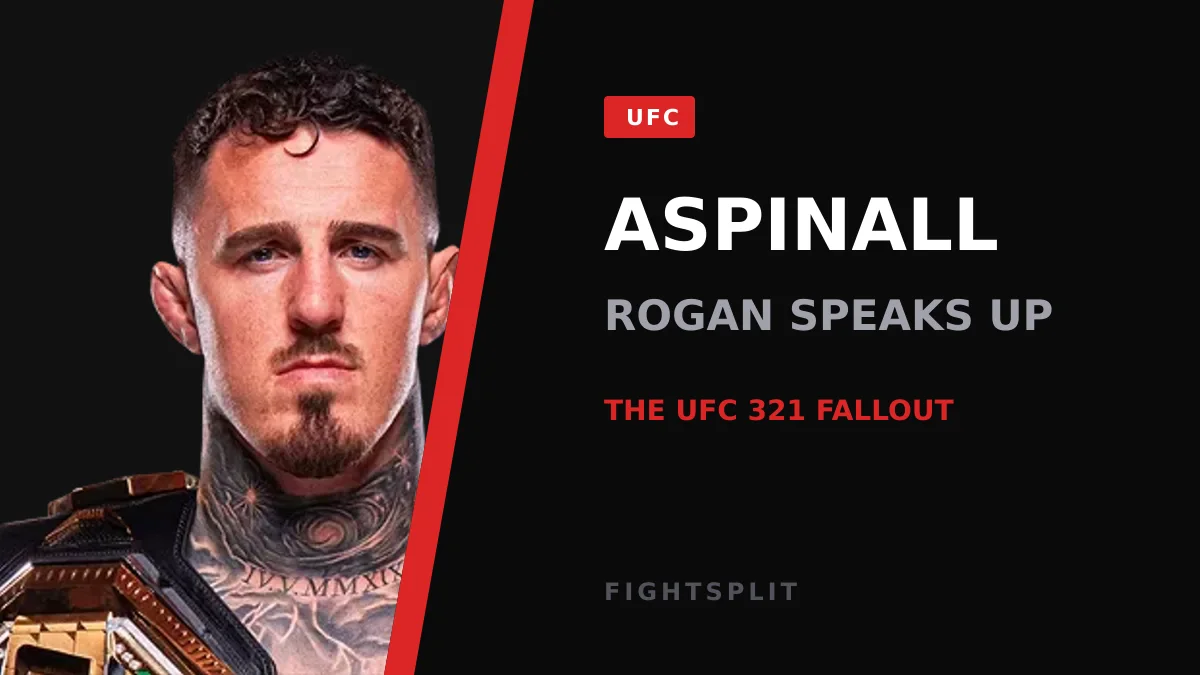 Tom Aspinall reacts after an eye poke during his UFC 321 heavyweight title fight against Ciryl Gane