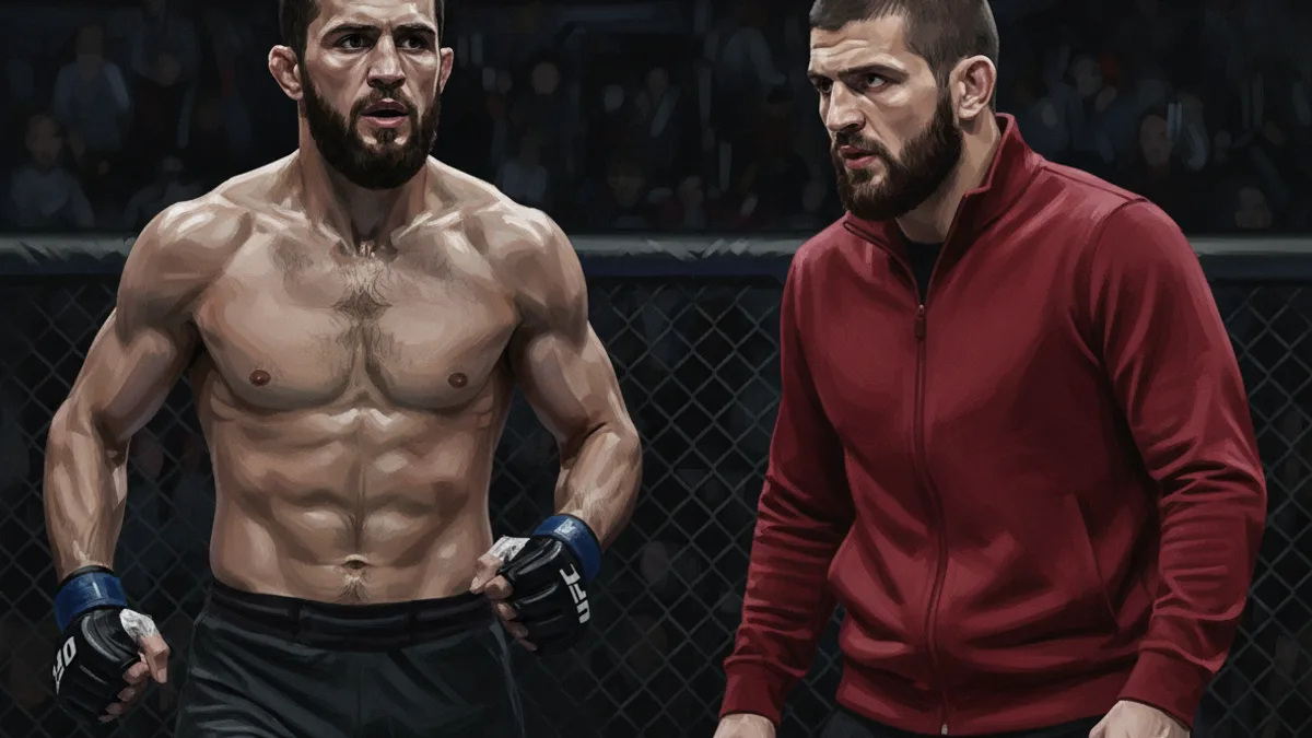Khabib Nurmagomedov speaking at a UFC event