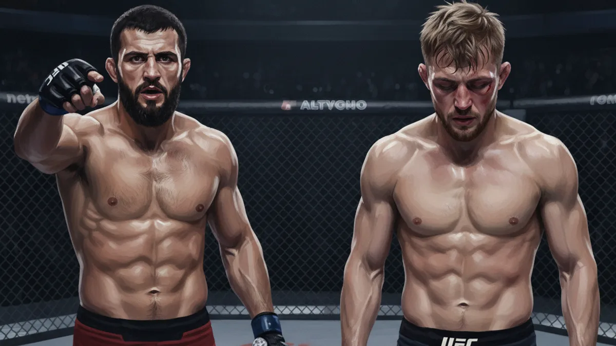 Magomed Zaynukov strikes during his UFC lightweight debut at Etihad Arena in Abu Dhabi