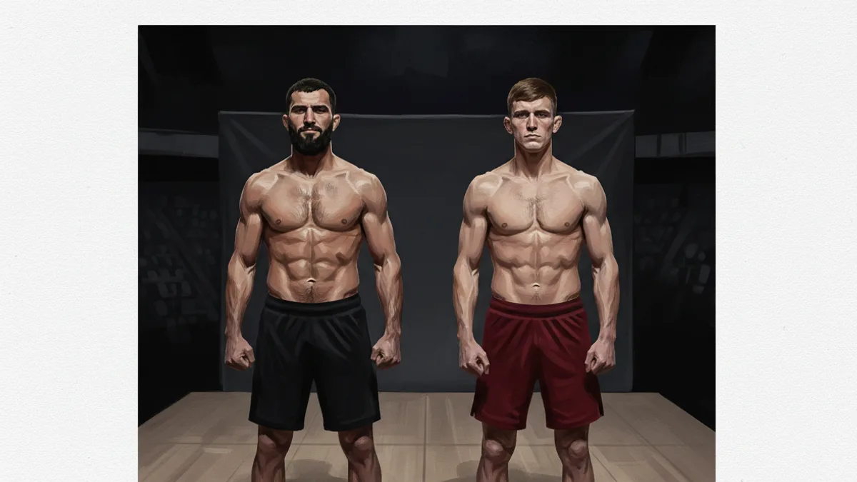 Magomed Zaynukov strikes during his UFC lightweight debut at Etihad Arena in Abu Dhabi