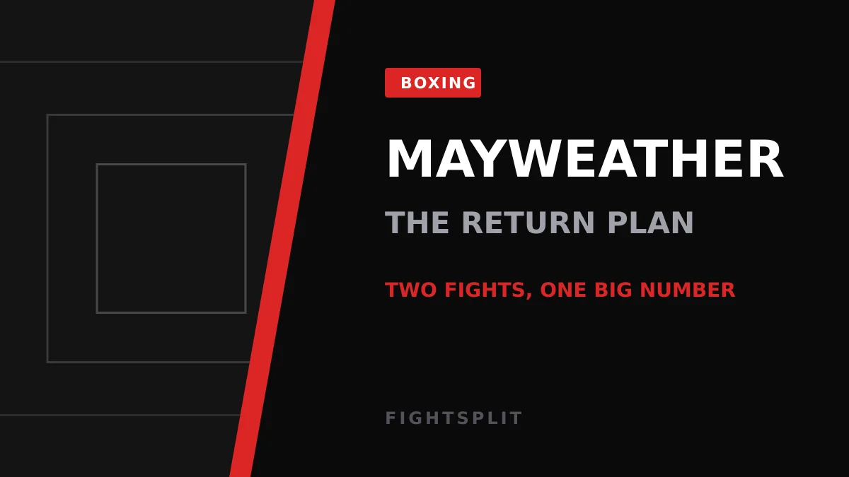 Floyd Mayweather speaking at a press event in a dark suit