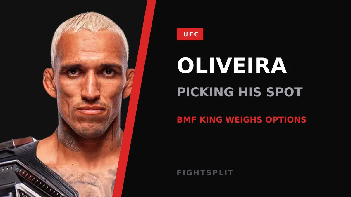 Charles Oliveira celebrating inside the UFC octagon