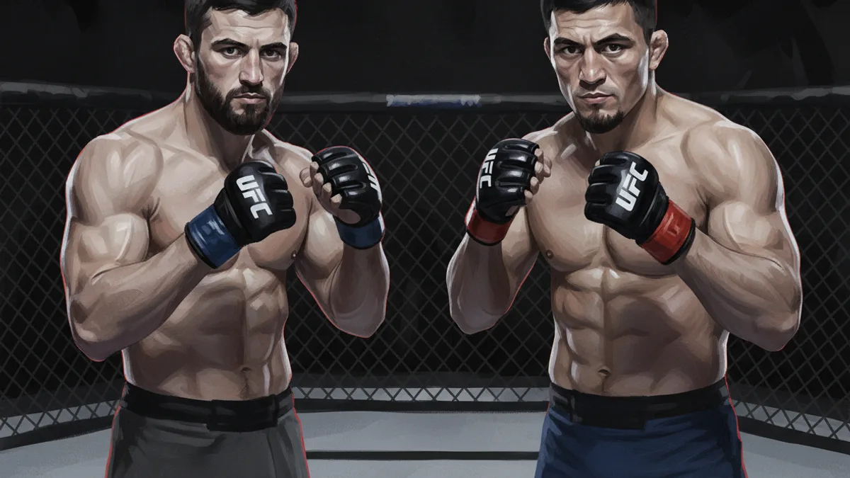 An empty UFC-style octagon cage lit for a flyweight bout