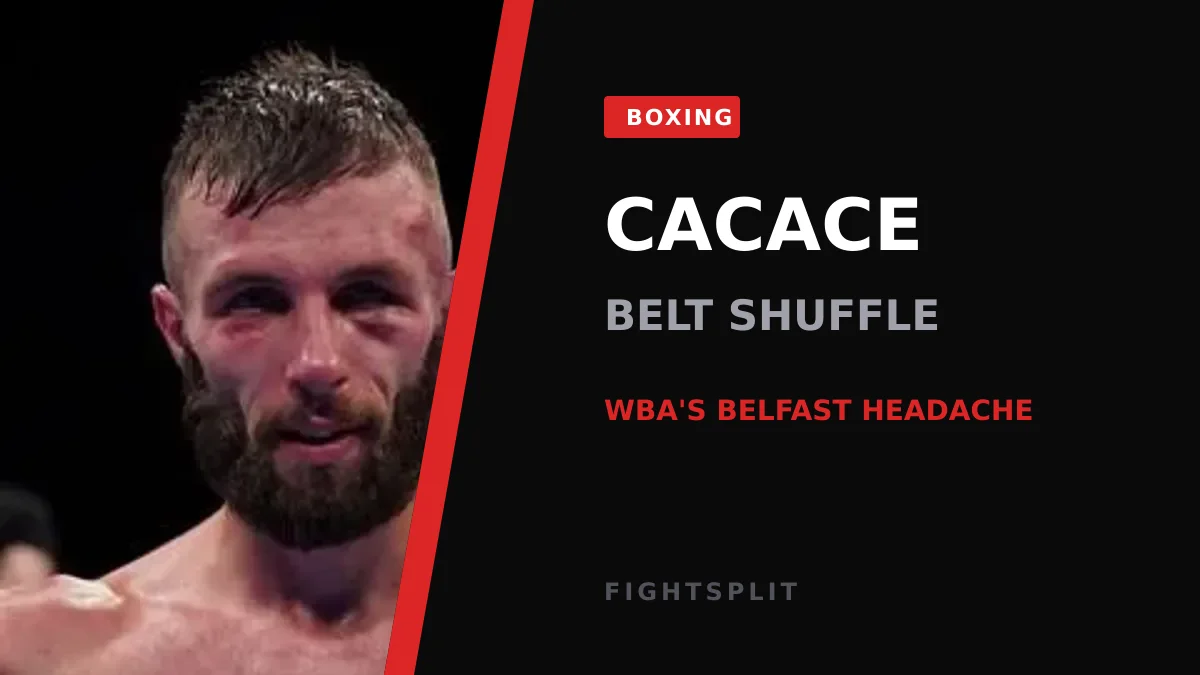 Anthony Cacace poses with his WBA super featherweight title belt