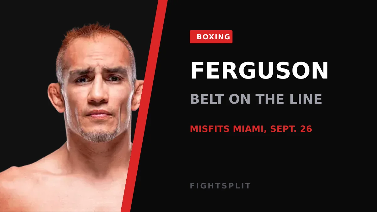 Tony Ferguson celebrates with a title belt after a Misfits Boxing victory