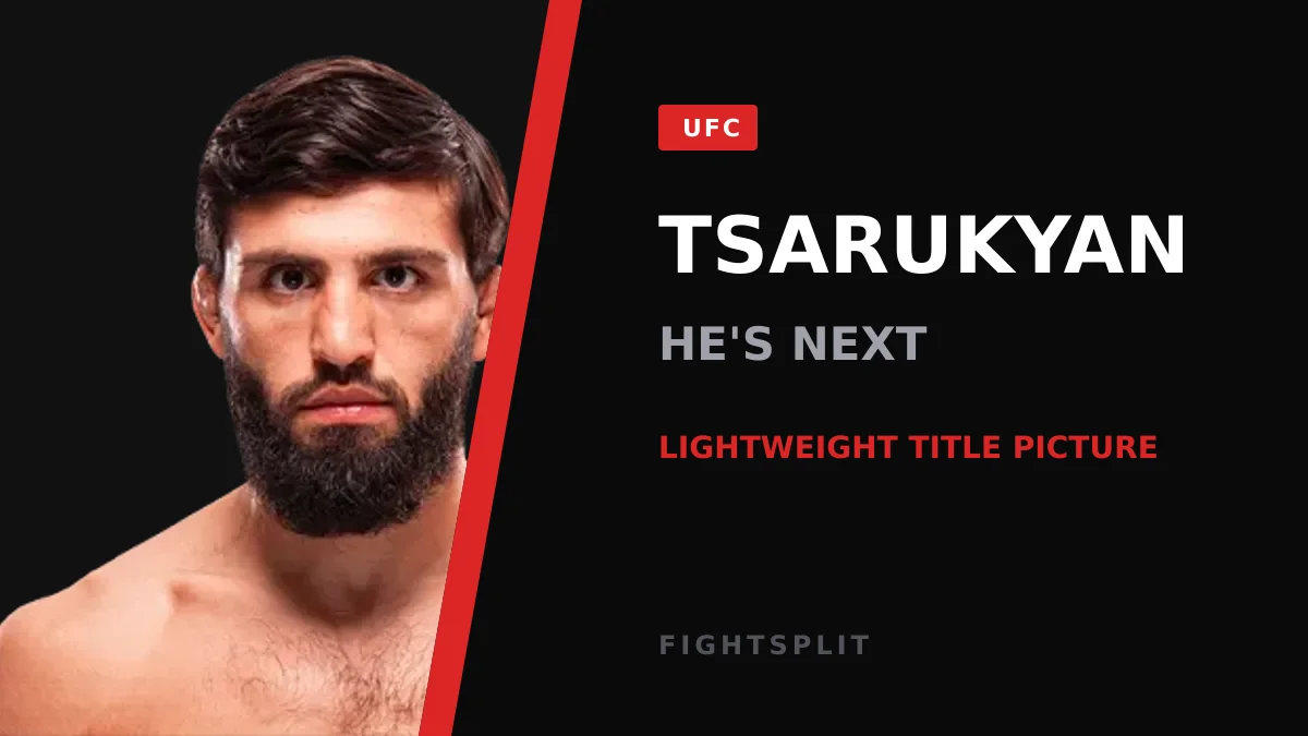Arman Tsarukyan celebrates a knockout win inside the UFC octagon