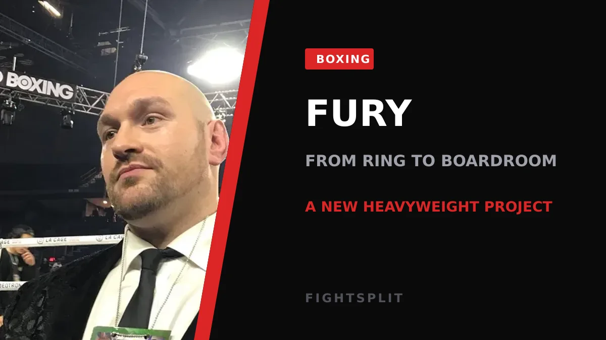 Tyson Fury speaking at a heavyweight boxing event