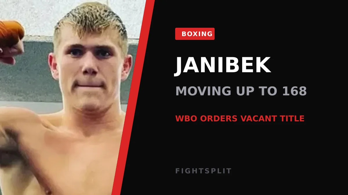 Janibek Alimkhanuly in the ring during a professional boxing bout