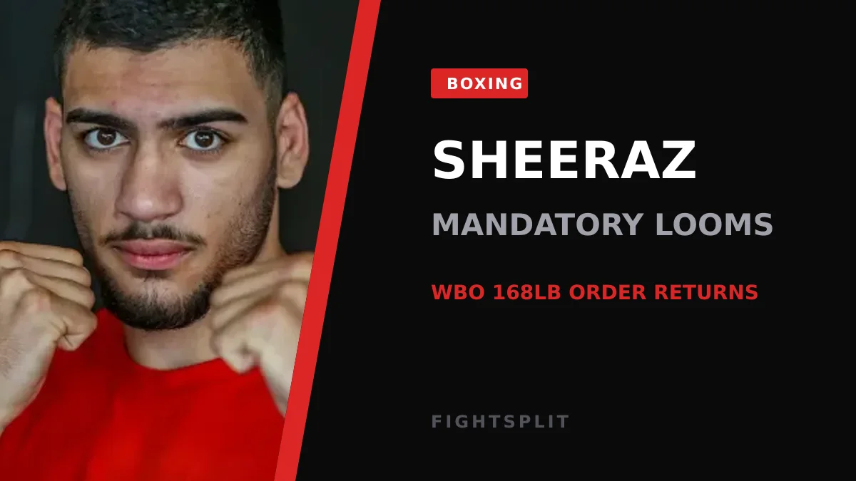 Hamzah Sheeraz poses with his WBO super middleweight title belt